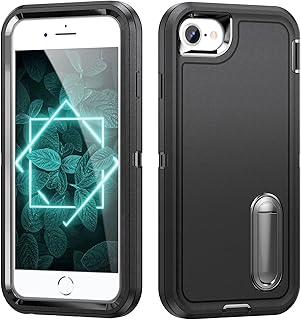 Shockproof Case for iPhone 6/7 /8 Case with Kickstand,Military Grade Drop Protective,Heavy Duty Hard Back 3-Layer Protective Phone Cover for iPhone 6/7 /8 (Black)